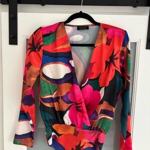 Zara Red Pink Wrap Bodysuit